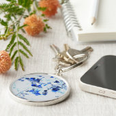 Moderne, trendy kunst van het bloempatroon sleutelhanger (Zijkant)