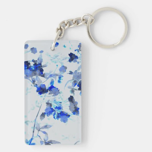 Moderne, trendy kunst van het bloempatroon sleutelhanger (achterkant)