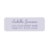 Moderne Trendy Lavendel Paarse Retouradres Etiket (Voorkant)