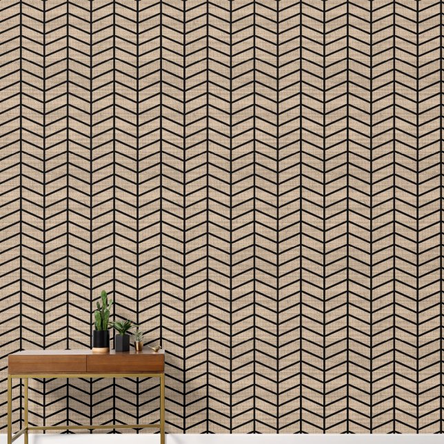 Moderne trendy lichtbruine Chevron Behang (Hal)