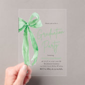 Moderne Trendy Lime Green Bow Graduation Party Acryl Uitnodigingen (Insitu (Draagbaar))