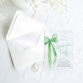 Moderne Trendy Lime Green Bow Graduation Party Acryl Uitnodigingen