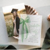 Moderne Trendy Lime Green Bow Graduation Party Vellum Uitnodigingen