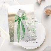 Moderne Trendy Lime Green Bow Graduation Party Vellum Uitnodigingen