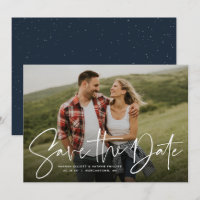 Moderne trendy marine save-the-date fotokaart