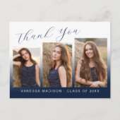 Moderne trendy marineblauwe kaart met 3 foto's voo (Voorkant)