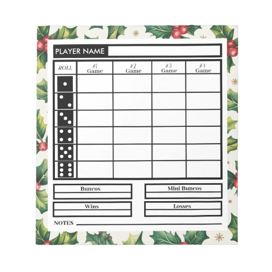 Moderne trendy Merry Christmas Bunco Score Notitieblok (Voorkant)