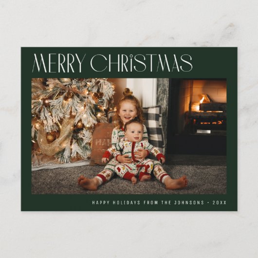 Moderne trendy minimale vrolijke kerst briefkaart (Voorkant)