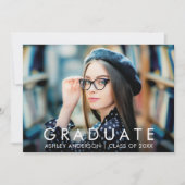 Moderne trendy minimalistische Afstuderen foto Aankondiging (Voorkant)