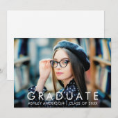Moderne trendy minimalistische Afstuderen foto Aankondiging (Voorkant / Achterkant)
