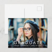Moderne trendy minimalistische Afstuderen foto Aankondigingskaart (Voorkant / Achterkant)