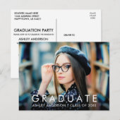 Moderne trendy minimalistische Afstuderen foto Uitnodiging Briefkaart (Voorkant / Achterkant)