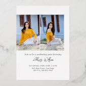 Moderne trendy minimalistische Afstuderen uitnodig Folie Uitnodiging (Achterkant)