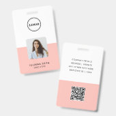 Moderne Trendy Minimalistische Foto | Blush Roze I Badge (Voor- en achterkant)