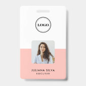 Moderne Trendy Minimalistische Foto | Blush Roze I Badge (Voorzijde)