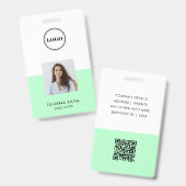 Moderne Trendy Minimalistische Foto | Neo Mintgroe Badge (Voor- en achterkant)