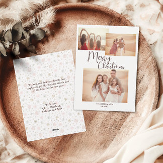 Moderne trendy minimalistische foto's Vrolijk kers Feestdagenkaart