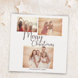 Moderne trendy minimalistische foto's Vrolijk kers Feestdagenkaart