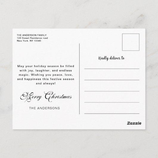 Moderne trendy minimalistische, Kerstmis familie f Briefkaart (Achterkant)