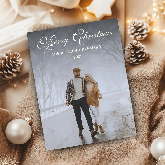 Moderne trendy minimalistische, Kerstmis familie f Briefkaart