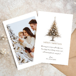 Moderne trendy minimalistische vrolijke kerstfoto feestdagenkaart