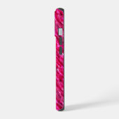 Moderne trendy monogram roze glitters  iPhone 15 case (Linkerkant)