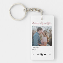 moderne trendy muziekspeler koppel foto romantisch sleutelhanger