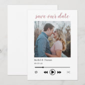Moderne trendy muziekspeler paar foto bruiloft save the date (Voorkant / Achterkant)