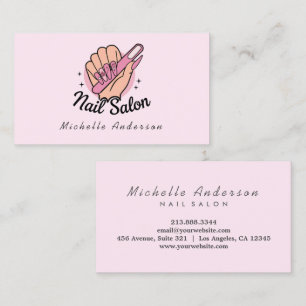 Moderne Trendy Nails Salon Nail Technician Roze Bu Visitekaartje
