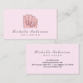 Moderne Trendy Nails Salon Nail Technician Roze Visitekaartje (Voorkant / Achterkant)