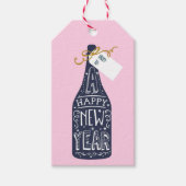 Moderne Trendy Nieuwjaar Champagne fles Cadeaulabel (Voorkant)