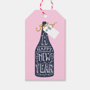 Moderne Trendy Nieuwjaar Champagne fles Cadeaulabel