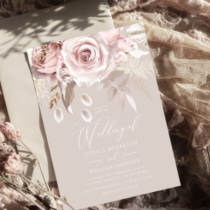 Moderne Trendy Ontwerper Elegante Roze Huwelijk Kaart