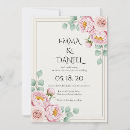 Moderne Trendy Ontwerper Stof Roze Blush Trouw  Kaart