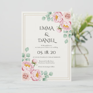 Moderne Trendy Ontwerper Stof Roze Blush Trouw  Kaart