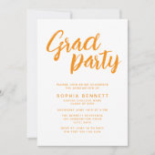 Moderne trendy Oranje Brush Script Graduation Part Kaart (Voorkant)