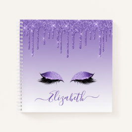 Moderne Trendy Paarse Glitter Lashes van het Manus Notitieboek