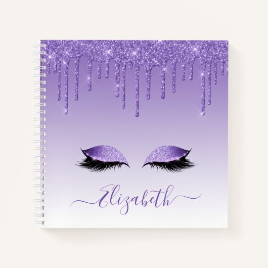 Moderne Trendy Paarse Glitter Lashes van het Manus Notitieboek (Voorkant)