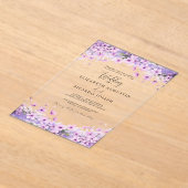Moderne trendy paarse lavendel bruiloft acryl uitnodigingen (Laagn)