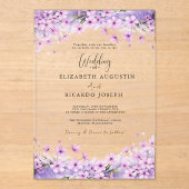Moderne trendy paarse lavendel bruiloft acryl uitnodigingen (Voorkant)