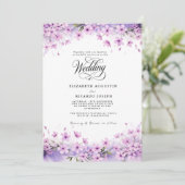 Moderne Trendy Paarse Lavendel Bruiloft Kaart (Staand voorkant)