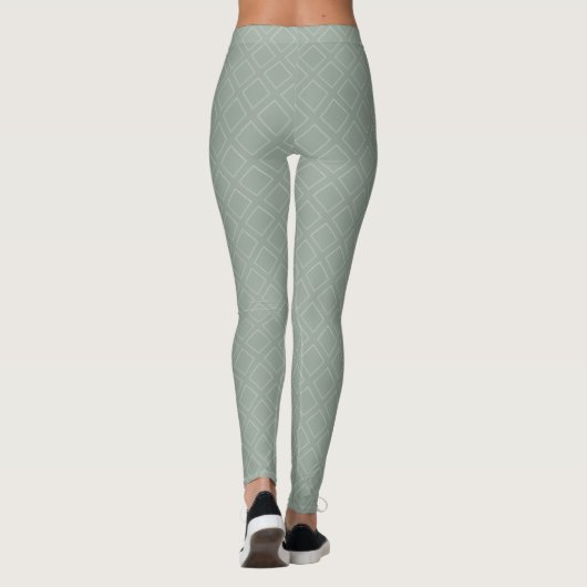 Moderne Trendy Pastel Groene Kleur Elegante Sjablo Leggings (Achterkant)