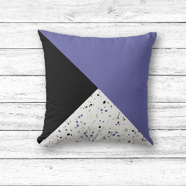 Moderne Trendy Periwinkle Zwarte Terrazzo Kussen