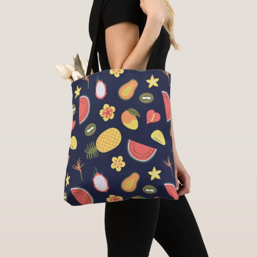 Moderne trendy pineapples fruit watermeloen tote bag (Dichtbij)