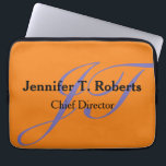 Moderne trendy platte grijze scriptmonogram laptop sleeve<br><div class="desc">Professioneel ontwerp van het handschrift monogram. Kies uit verschillende design, typen en lettertypen.</div>