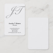 Moderne trendy platte grijze scriptmonogram visitekaartje (Voorkant / Achterkant)