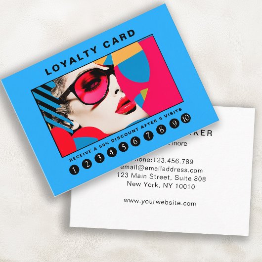 Moderne trendy pop art Loyalty 10 Salon Visitekaartje