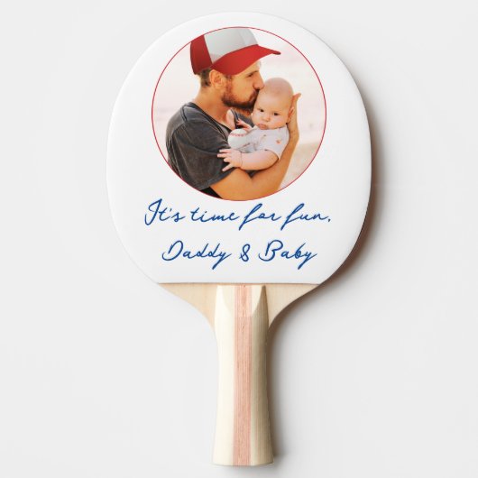 Moderne Trendy Preppy Cool Foto Eerste Vaders Dag Tafeltennisbatje (Voorkant)