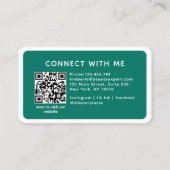 Moderne Trendy QR Code Groen Salon Visitekaartje (Achterkant)