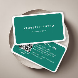 Moderne Trendy QR Code Groen Salon Visitekaartje